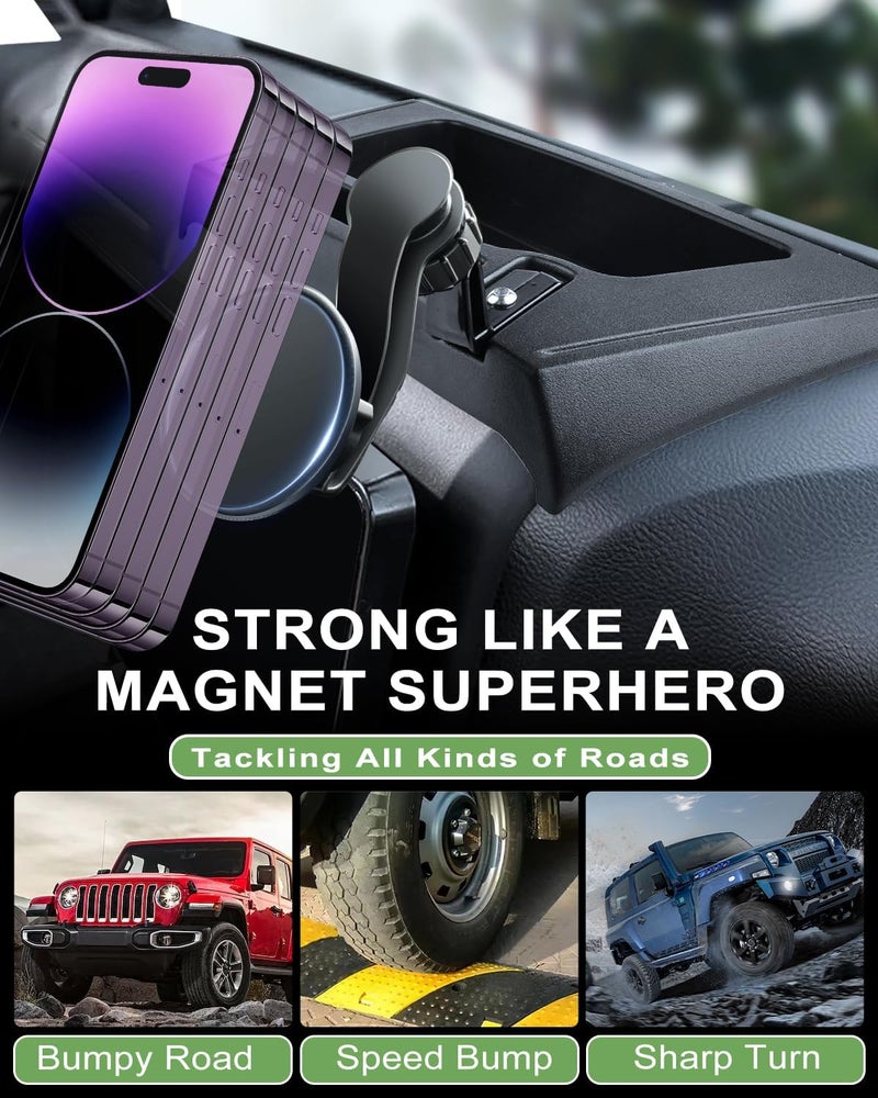 ZKJAYOE Magnetic Phone Mount for Jeep 2011-2017 Wrangler JK JKU - Dashboard Phone Holder with Magsafe for Jeep Wrangler Accessories (Not for JL JLU JT) - Image 4